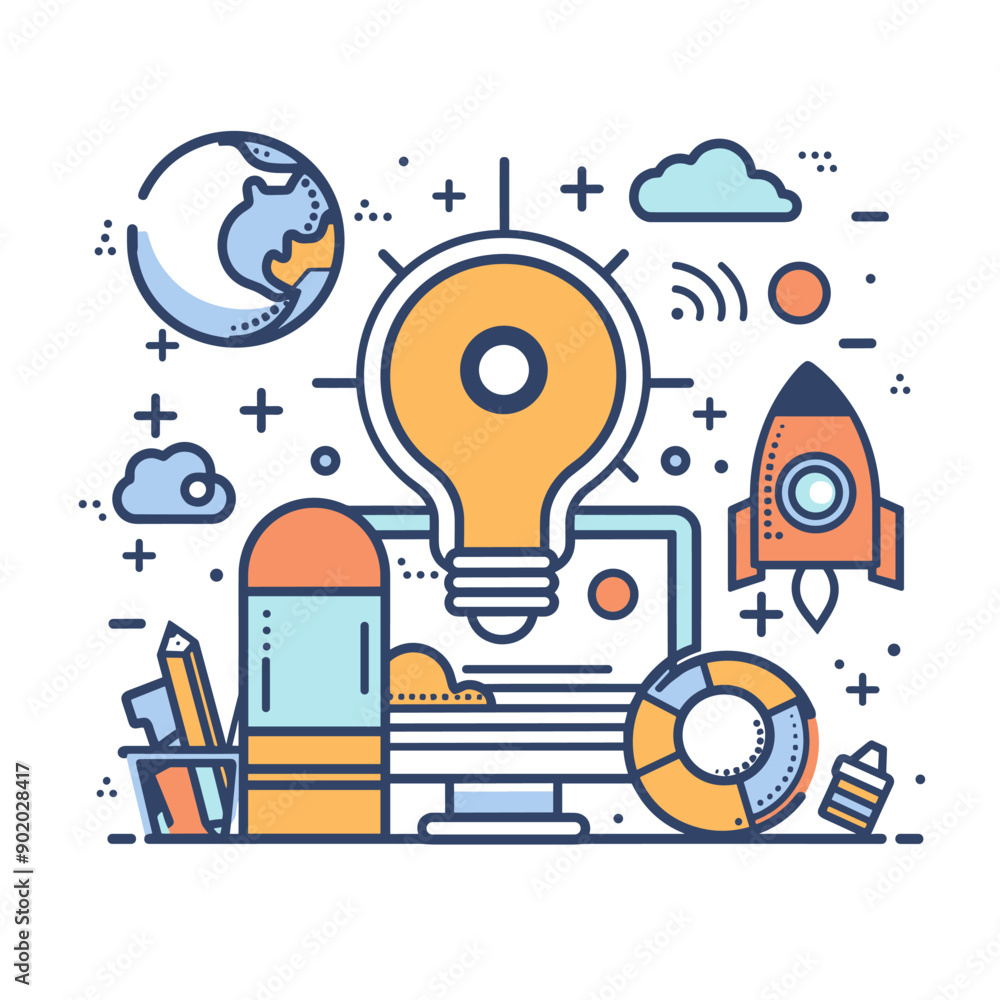 Aufkleber modern thin line flat design concept for web and mobile applications. vector illustration with icons