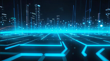 Naklejka premium Digital abstract background with lots of details and accents under straight lines, ideal for technology processes, neural networks, artificial intelligence, data transmission and security, 