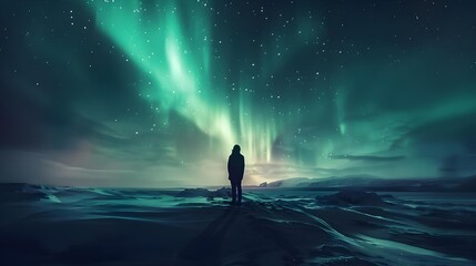 Aurora Borealis Green fluorescent Northern Lights