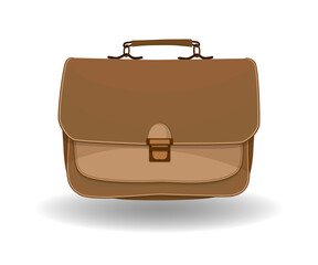 Backpack for school or work. For textbooks or documents. Classic design. Isolated briefcase on a white background. Use for banners, advertising, business cards, printing and more. Vector illustration