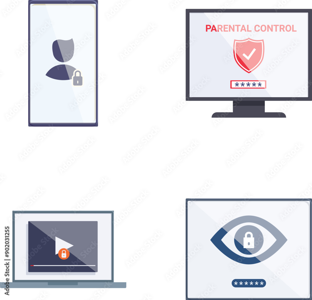Poster secure your digital data with this comprehensive set of privacy and cybersecurity vector icons for d