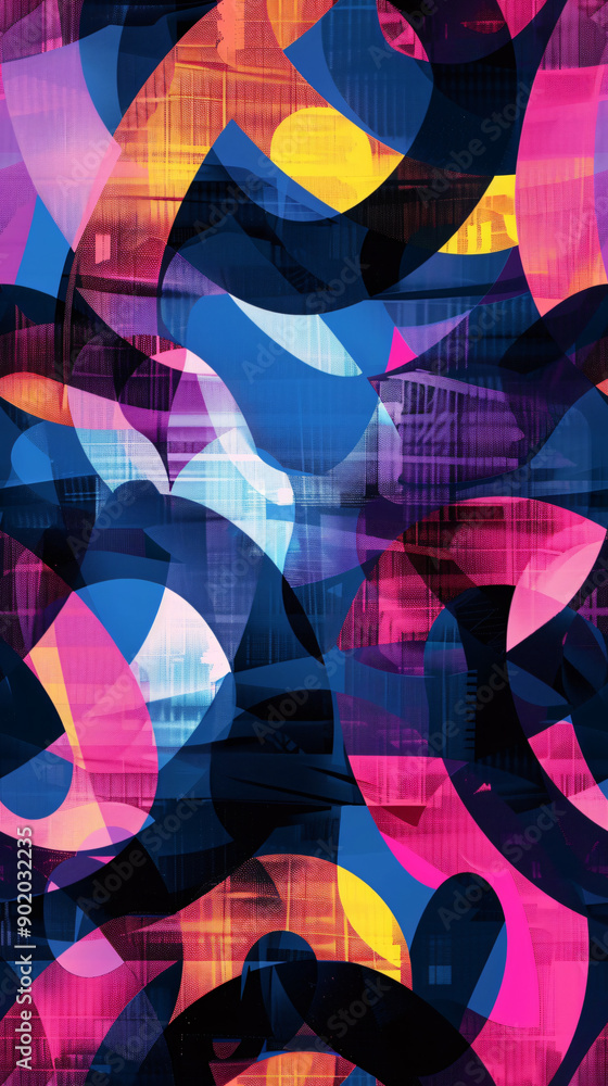 Poster Modern and lively design featuring abstract seamless pattern with colorful repeating geometric shapes