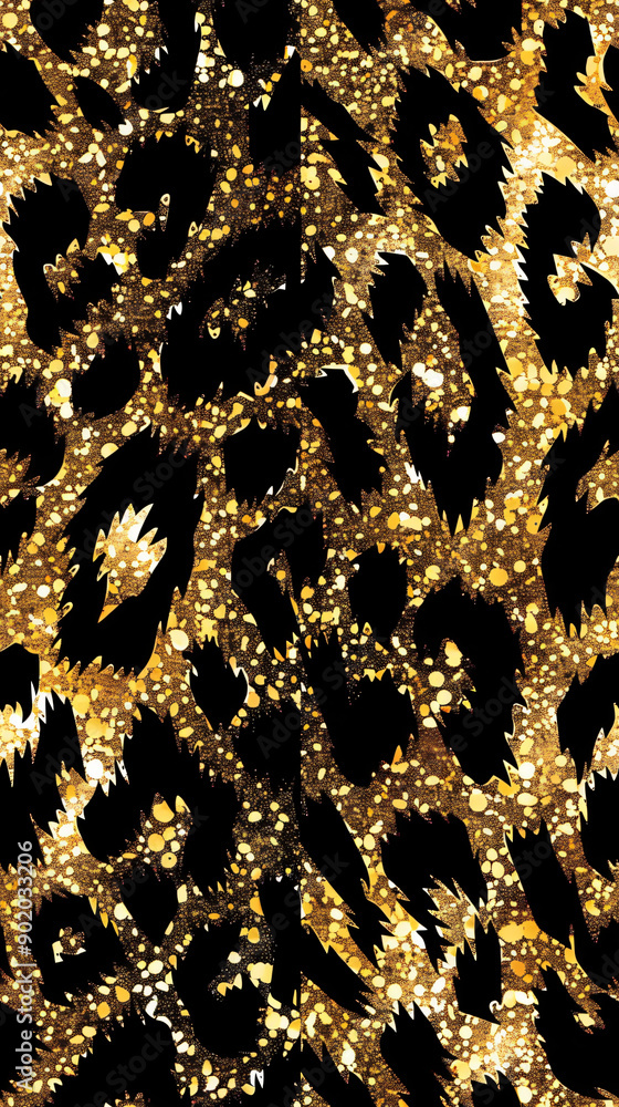 Poster Seamless pattern combining a classic leopard print with a luxurious gold texture