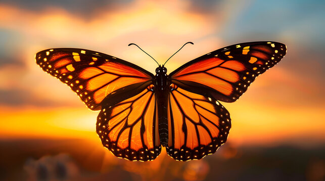butterfly in the sunset