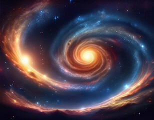  A spiral galaxy filled with stars in a cosmic dance of movement