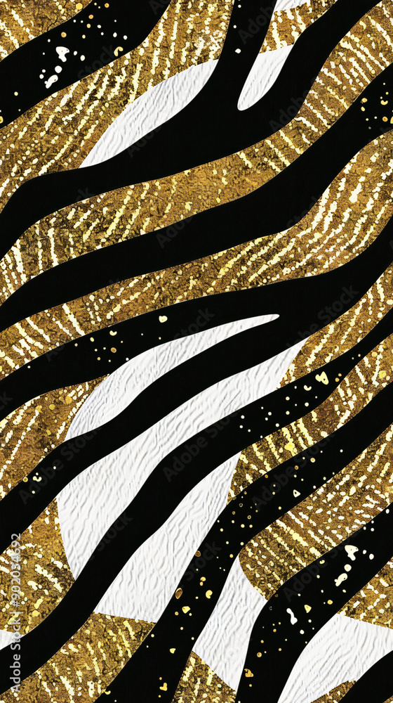 Poster seamlessly repeating golden texture creates an elegant and wavy striped pattern