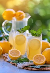 Fototapeta premium Lemonade With Mint and Ice