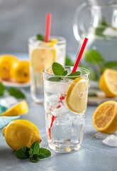 Fototapeta premium Lemonade With Mint and Ice
