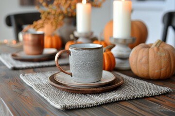 Copper Mug on Rustic Table Setting