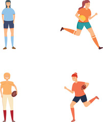 Illustration of four athletes from different sports posing and in motion