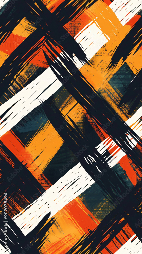 Poster energetic and dynamic, this abstract seamless pattern showcases a lively color palette and bold brus