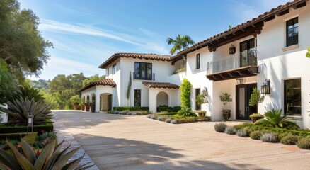 White Mediterranean Home With Driveway