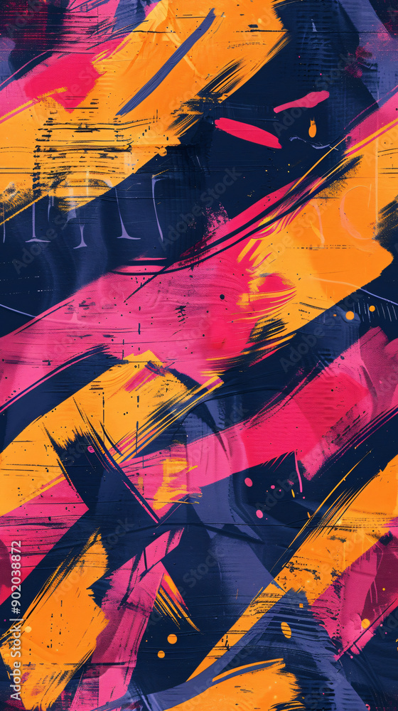 Poster vibrant brushstrokes creating a modern and dynamic abstract background in a seamless pattern