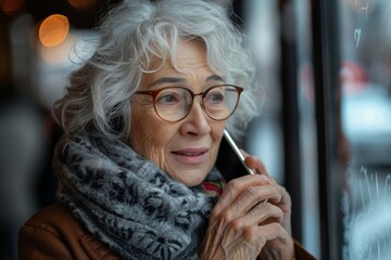 Elderly Woman Staying Connected with Friends and Family Through Mobile Phone Calls at Home