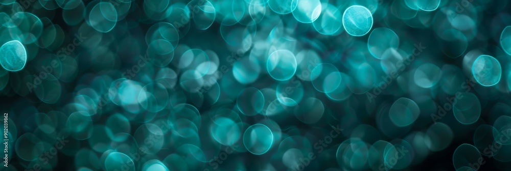 Poster this captivating abstract image features teal bokeh lights, ideal for creative and artistic projects