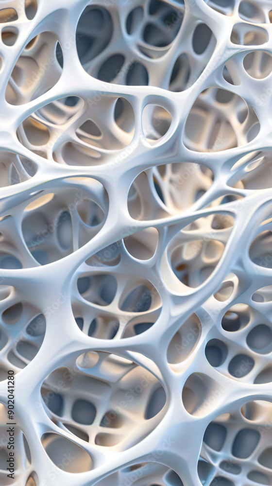 Fototapete white seamless pattern creating a 3d organic shape, ideal for backgrounds and textures