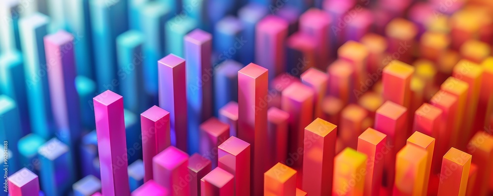 Aufkleber colorful 3d rendering of abstract geometric shapes