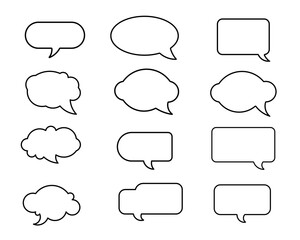 Set of vector speech bubble labels. Retro color special offer design elements, chat emblem, black callout