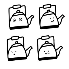 Charming Cartoon Teapot Vector with Various Expressions | Cute Minimalist Design