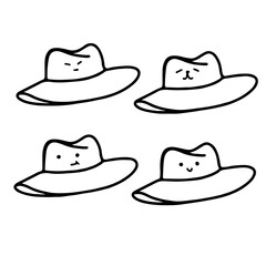 Adorable Cartoon Cowboy Hat Vector with Various Expressions | Cute Minimalist Design