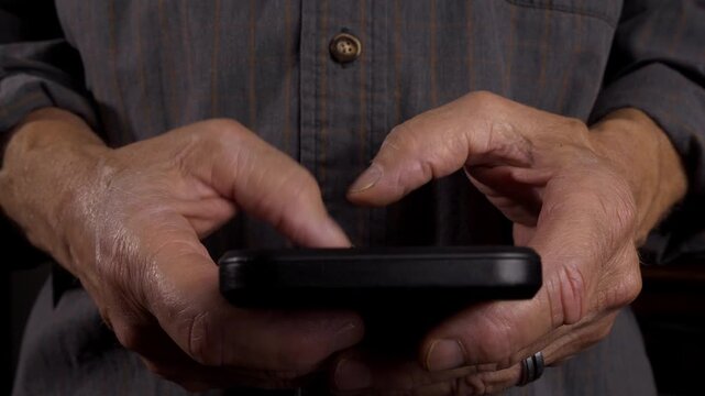 A man typing a  ridiculously fast text message