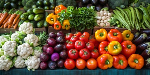 Vibrant Display of Fresh Organic Vegetables in Market