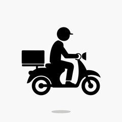 Fast and Reliable Delivery Man on Motorcycle Icon Efficient Service in Motion