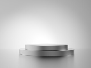 Metal podium. Cylinder. Isolated. 3d illustration.