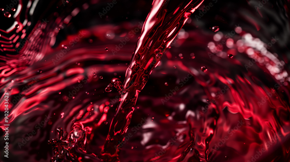 Wall mural red wine being poured into an elegant glass with ripples