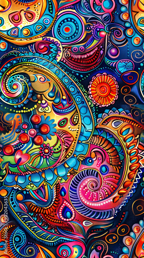 Aufkleber Vibrant and colorful seamless pattern with intricate details, perfect for adding a touch of whimsy and energy to any design project