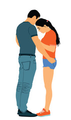 Girlfriend and boyfriend kissing on date vector illustration isolated. Love boy and girl hugging. Togetherness, tenderness, closeness. Dancing couple in love hug. Handsome dancers woman and man lovers