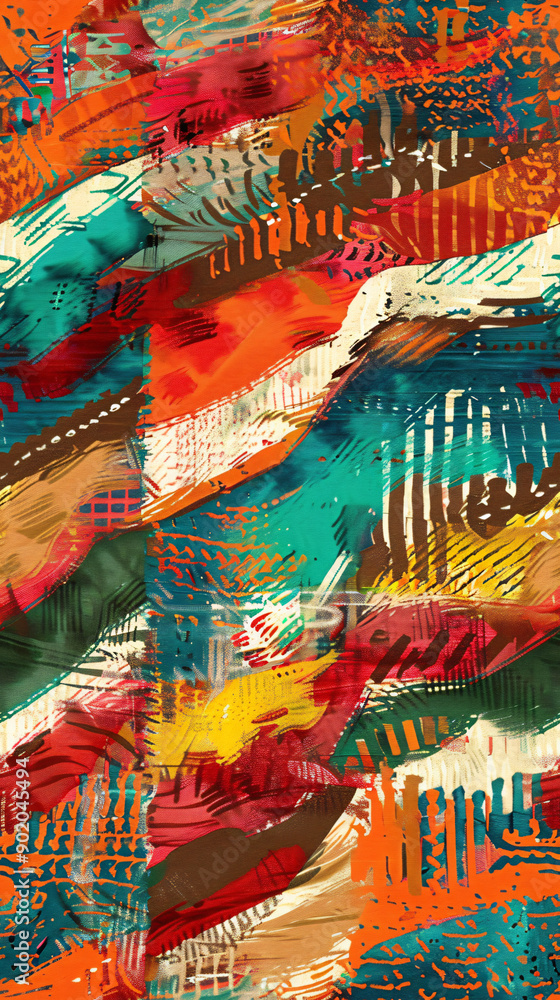 Poster vibrant and dynamic abstract painting background with seamless brushstroke pattern