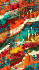 Obraz premium Vibrant and dynamic abstract painting background with seamless brushstroke pattern
