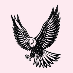 Obraz premium Adobe Illustrator Artwork. Elegant American bald eagle vector illustration for digital art, vector, cartoon, clipart, and line art designs.