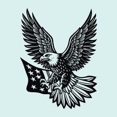 Adobe Illustrator Artwork. Elegant American bald eagle vector illustration for digital art, vector, cartoon, clipart, and line art designs.