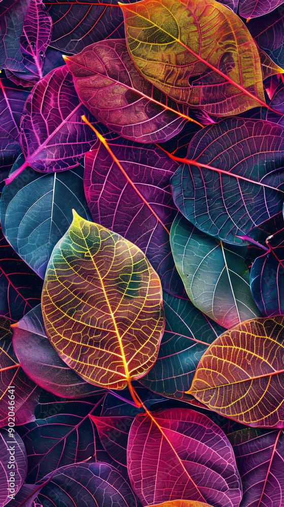 Aufkleber vibrant and textured background created by seamless pattern of colorful autumn leaves