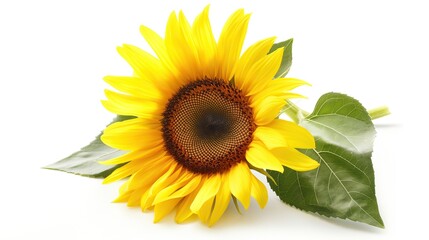 Fototapeta premium one single sunflower flower on white background