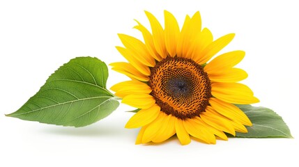 Obraz premium one single sunflower flower on white background