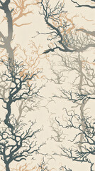 Obraz premium Captivating seamless pattern of bare trees evoking tranquility and natural beauty
