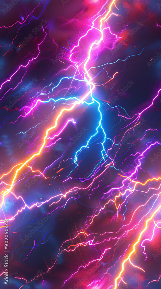 Poster energetic electric lightnings seamless pattern on a dark background, creating a vibrant and powerful