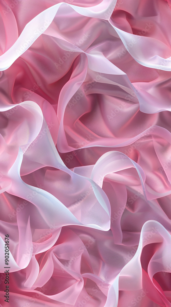 Aufkleber Soft waves of pink chiffon fabric creating an abstract background