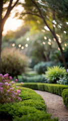 Obraz premium Springtime blurred bokeh on a peaceful garden and flower meadow