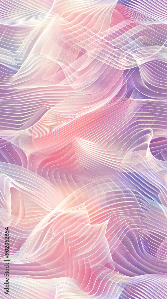 Aufkleber abstract seamless pattern with wavy lines flowing in pastel colors, creating a sense of movement and