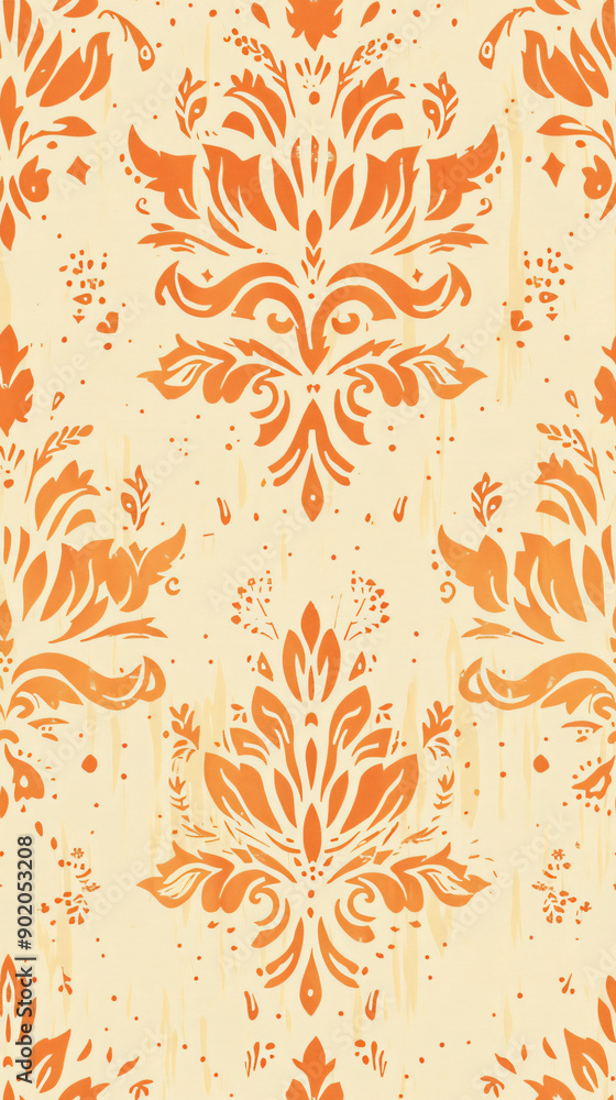 Poster elegant floral damask motif seamless surface pattern design, perfect for adding a sophisticated touc