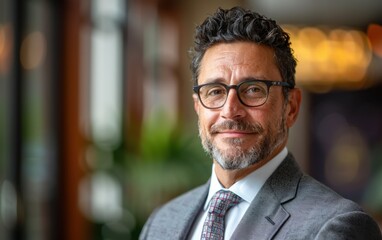 Fototapeta premium A lawyer and certified public accountant smiles confidently while discussing tax strategies in a modern office