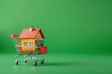 Colorful Model House in Supermarket Trolley