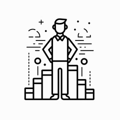 Businessman line icon, concept illustration, outline symbol, vector sign, linear symbol