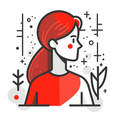 Obraz premium Vector illustration of a girl with red hair in a flat style