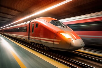 Fototapeta premium High speed train in motion highlighting