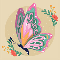 Colored beauty butterfly Cute insect Vector
